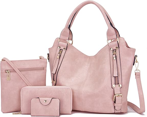 Soperwillton Large Bucket Shoulder Bag Set (4-in-1)