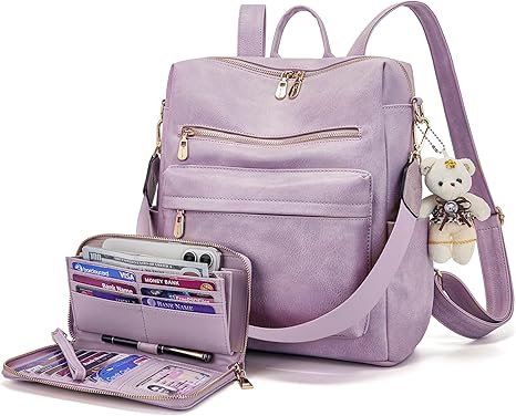 Soperwillton 2-Piece Backpack Purse Set